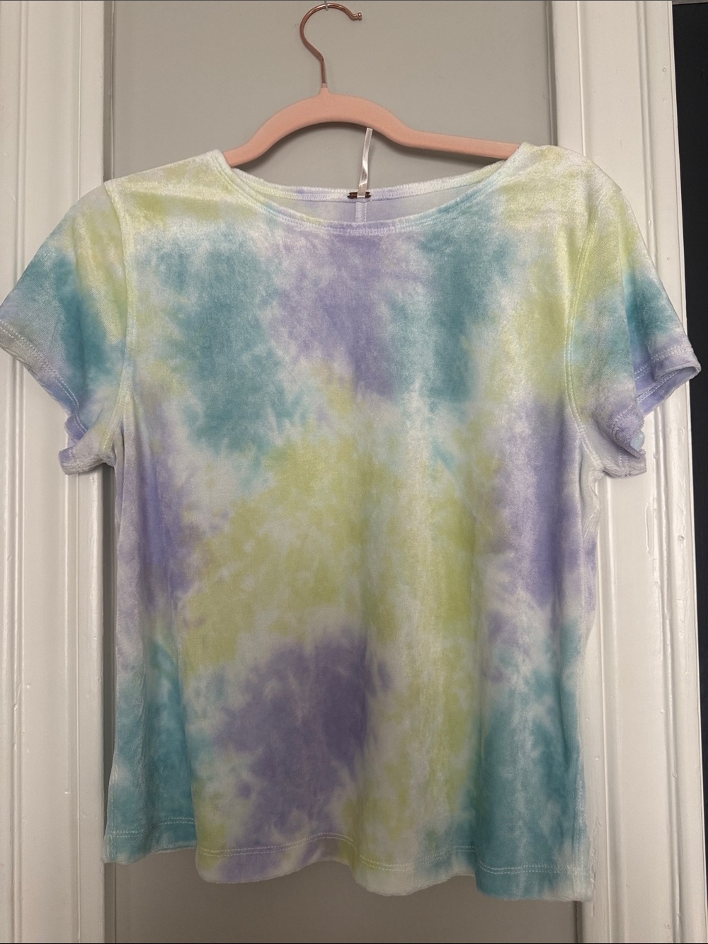 Free People Pastel Tie-Dye Short Sleeve Tee - Blue, Purple, Yellow